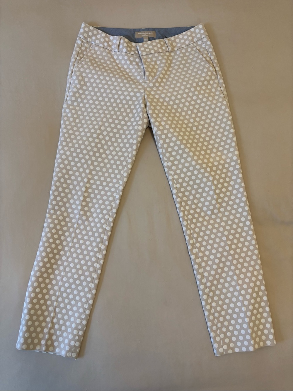 Banana Republic Polka Dot Slim Crop Trousers- White on Cream